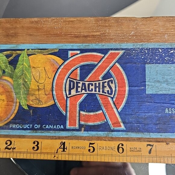 Okanagon BC OK Peaches Vintage Advertising Label Sticker Vernon Canada Kelowna - Picture 4 of 6